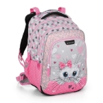 Kép Bagmaster LUMI 22 A iskolai hátizsák - fehér macska masnival rózsaszín 23 l