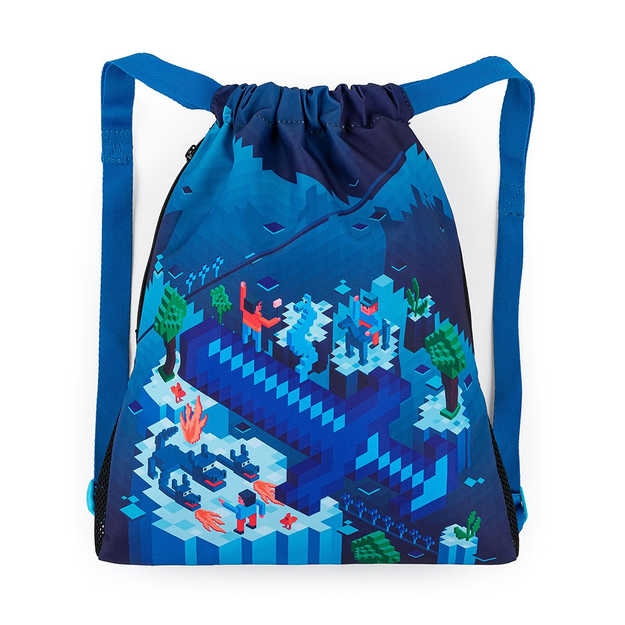 Kép Bagmaster PRIM 22 D iskolatáska papucshoz / tornazsák - kocka világ kék 1.2 l
