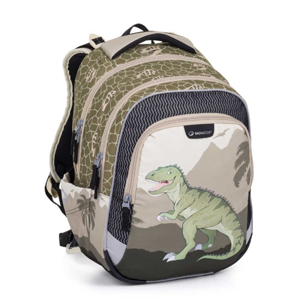 Kép Bagmaster LUMI 24 C školní batoh – dinosaurus Zelená 18 l