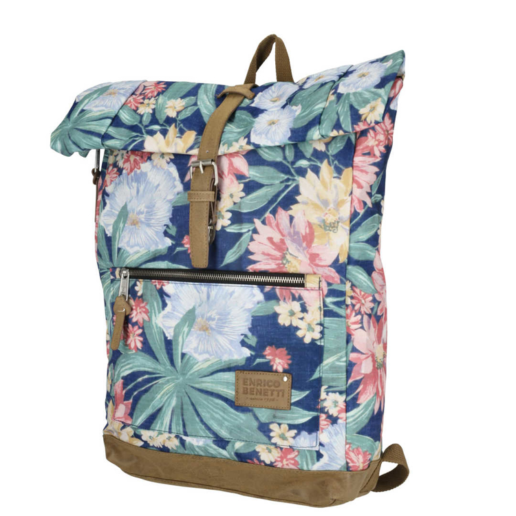 Kép Enrico Benetti Santiago 15" notebook hátizsák sötétkék virágos 18 L