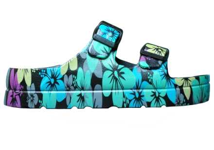 Kép Női platform papucs fekete színben, nyomtatással