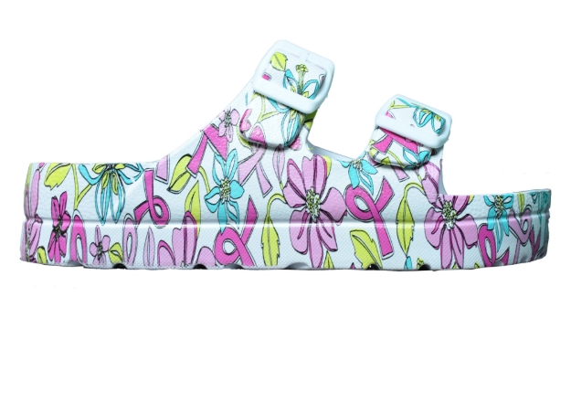 Kép Női platform papucs fehér színben, nyomtatással