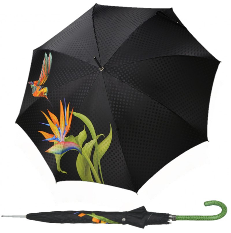 Kép DOPPLER MANUFAKTUR Elegance Boheme Tropicale - női luxus esernyő kolibris nyomatokkal