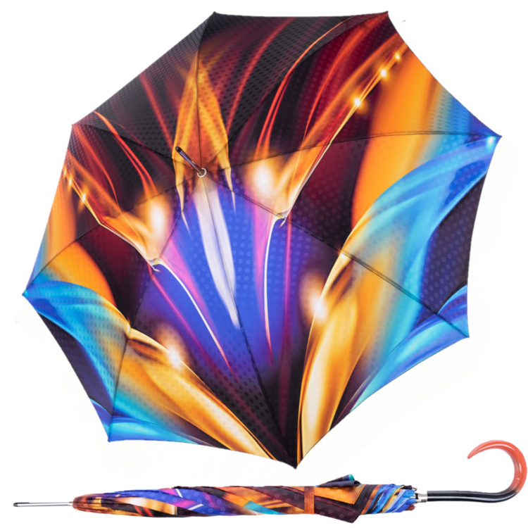 Kép DOPPLER MANUFAKTUR Elegance Boheme Flame - női luxus esernyő absztrakt lángnyomtatással, több színben