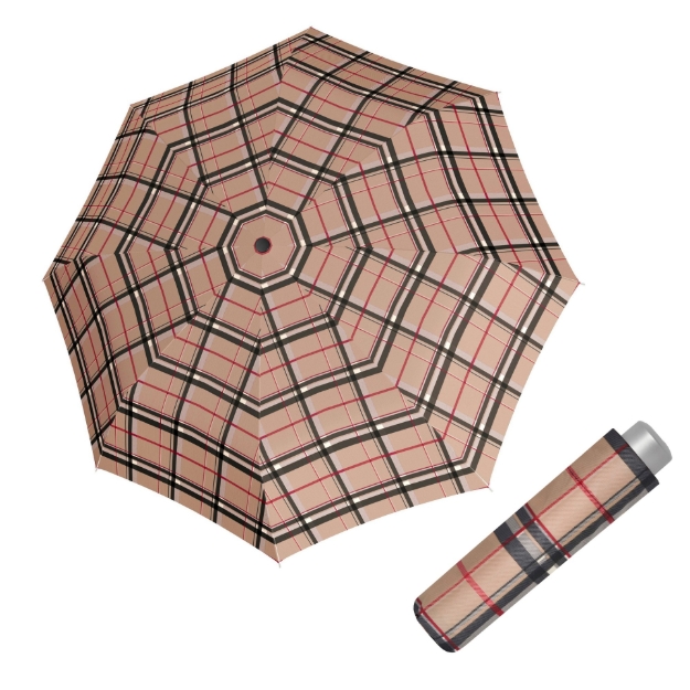 Kép DOPPLER Mini Light Check - férfi összecsukható esernyő barna színben