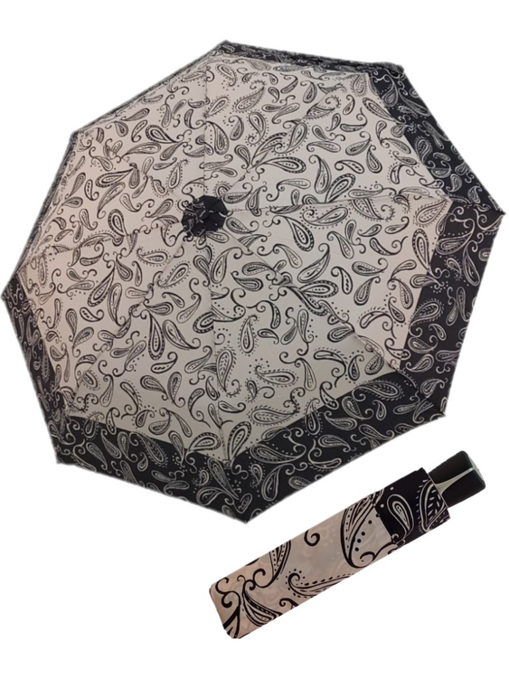 Kép DOPPLER Fiber Mini fekete fehér paisley - női összecsukható esernyő