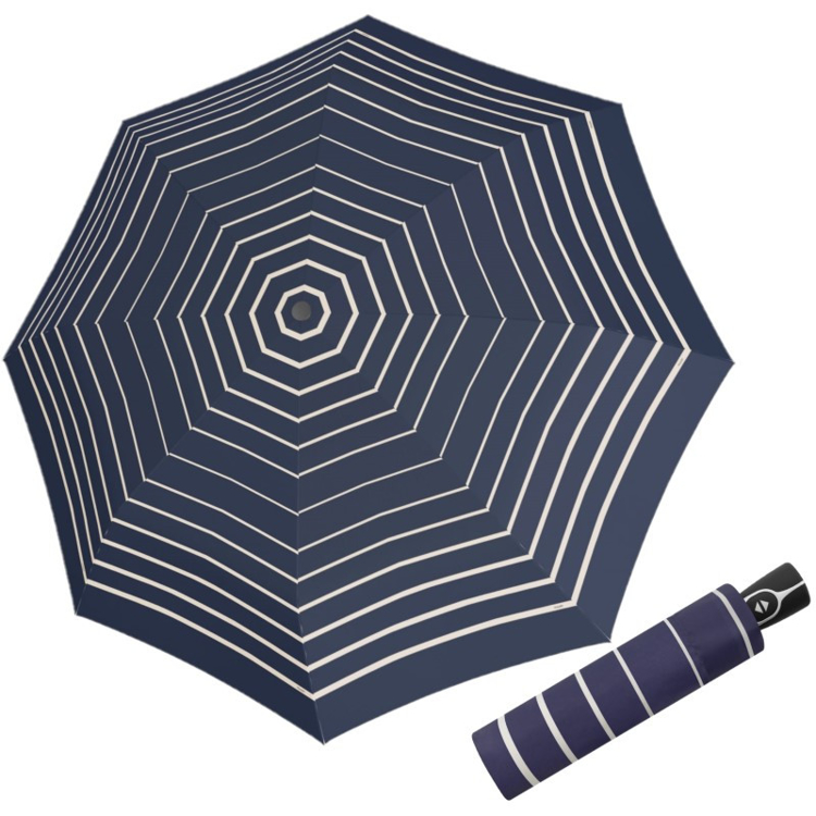 Kép DOPPLER Fiber Magic Timeless Blue Stripes - női teljesen automata esernyő kék