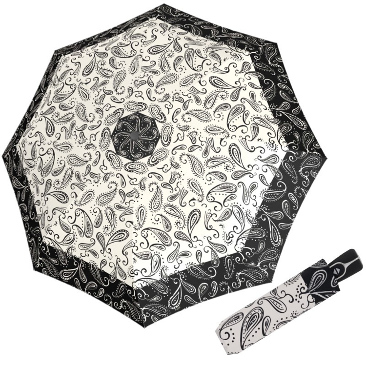 Kép DOPPLER Fiber Magic fekete-fehér paisley - női teljesen automata esernyő fehér