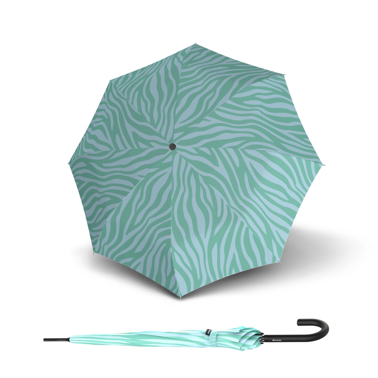 Kép KNIRPS A.760 STICK AUTOMATIC Zebra Menta - Elegáns borotválkozó esernyő