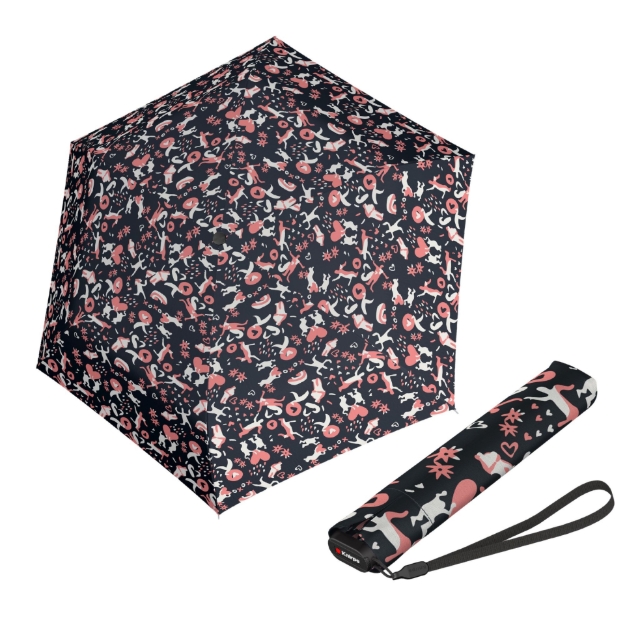 Kép KNIRPS US.050 ultra light slim kézi ölelés fekete - könnyű női összecsukható lapos esernyő több színben