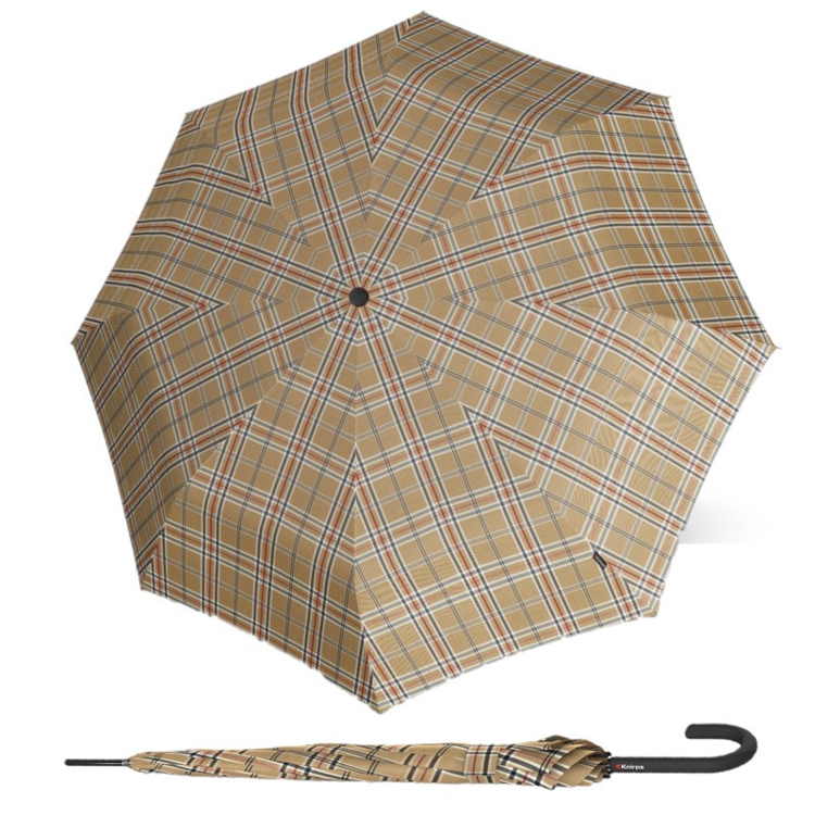 Kép KNIRPS T.760 CHECK BEIGE - elegáns borotválkozó esernyő bézs színben