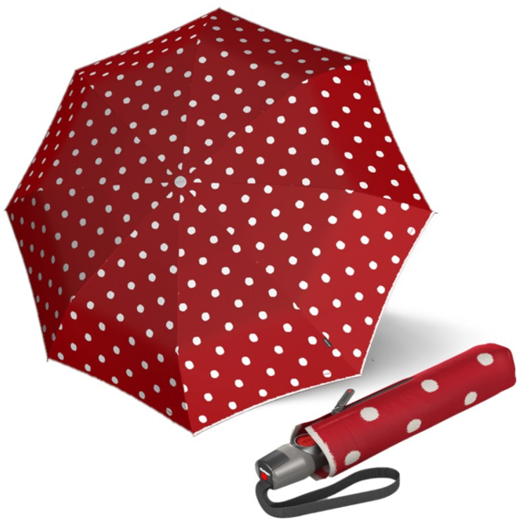 Kép KNIRPS T.200 DOT ART RED - elegáns női teljesen automata esernyő piros színben