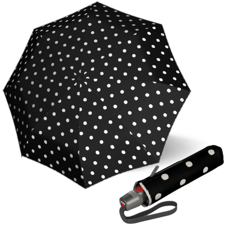 Kép KNIRPS T.200 DOT ART BLACK - elegáns női teljesen automata esernyő fekete színben