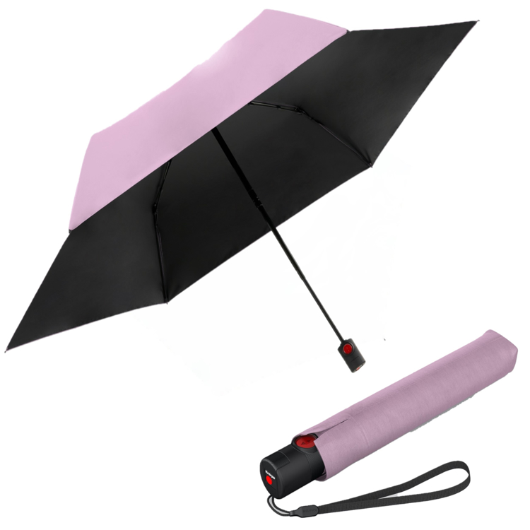 Kép KNIRPS U.200 ROSE WITH BLACK - elegáns női teljesen automata esernyő rózsaszínben