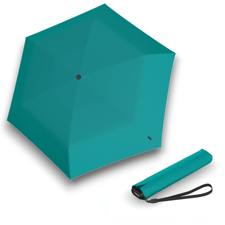 Kép KNIRPS US.050 TURQUOISE WITH BLACK - könnyű női összecsukható lapos esernyő zöld