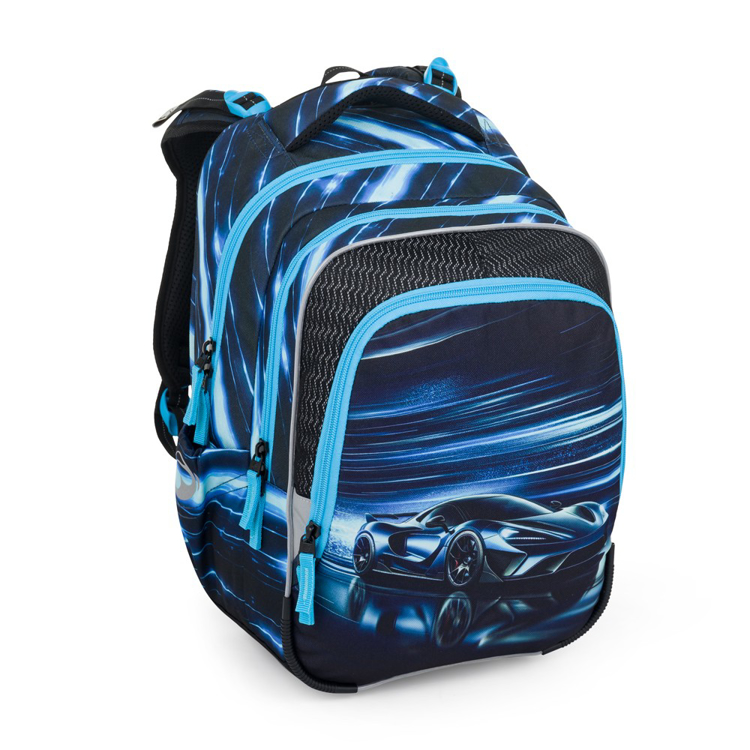 Kép Bagmaster BETA 25 B školní batoh – auto Modrá
