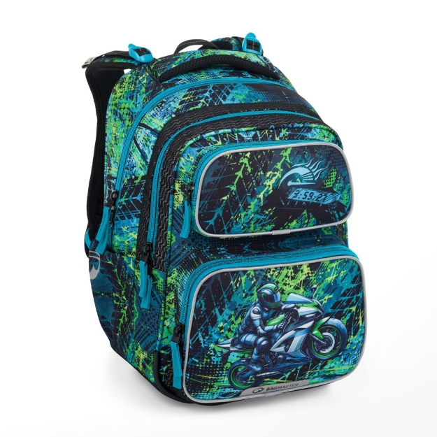 Kép Bagmaster DOPI 25 B iskolai hátizsák - motoros Kék 18 l