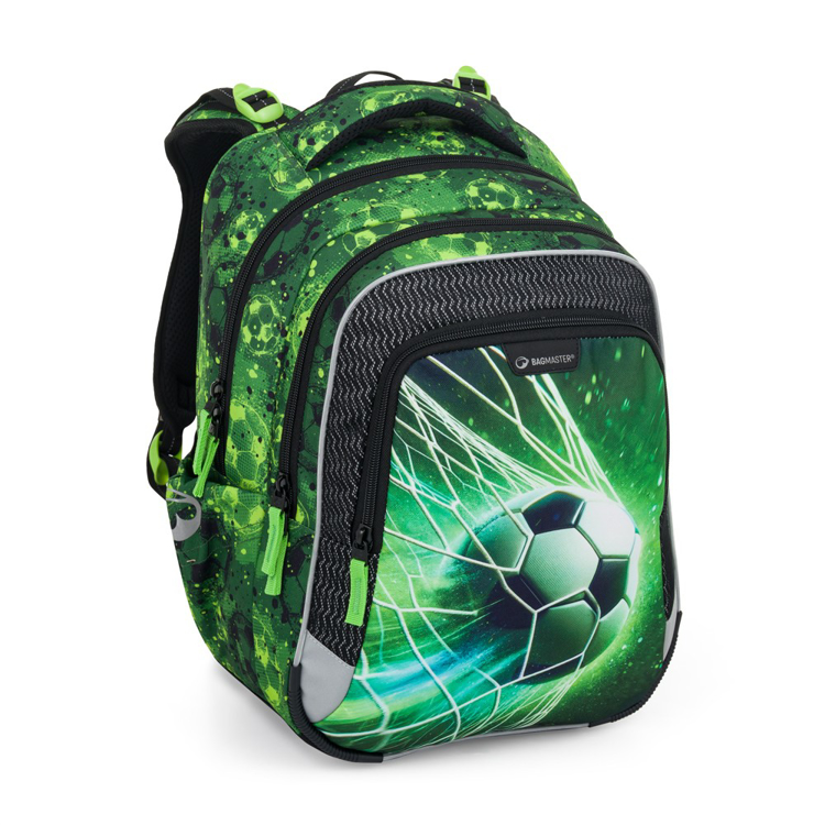 Kép Bagmaster LUMI 25 B iskolai hátizsák - futball zöld 18 l
