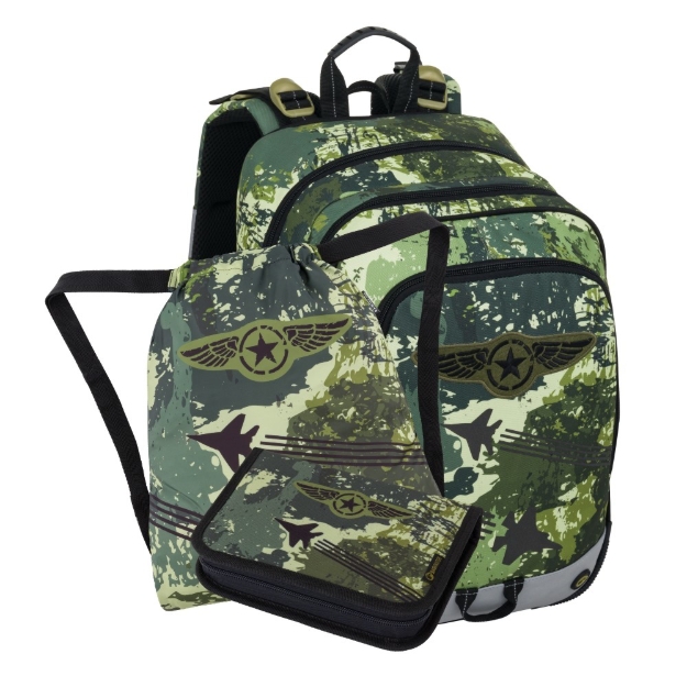 Kép Bagmaster ALFA 25 B kis iskolai szett első osztályosoknak - harcos zöld 18 l