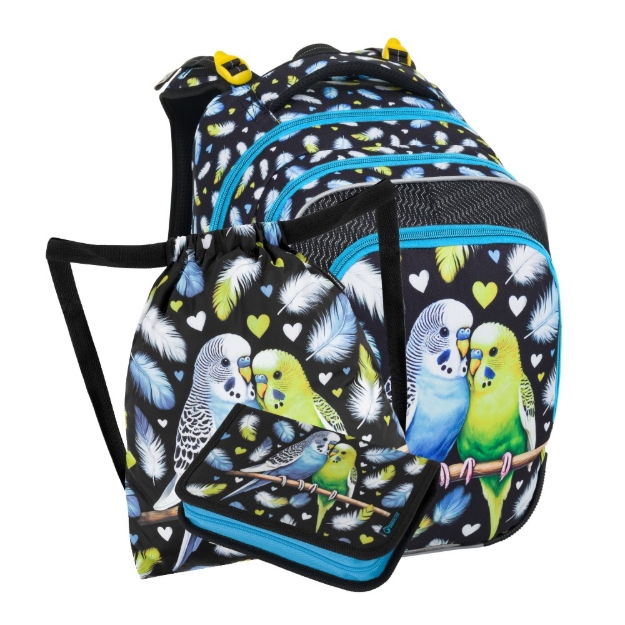 Kép Bagmaster BETA 25 Egy kis iskolai készlet első osztályosoknak - papagáj Fekete 18 l