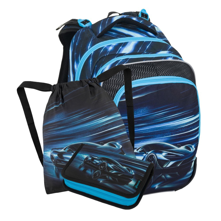 Kép Bagmaster BETA 25 B kis iskolai szett első osztályosoknak - autó kék