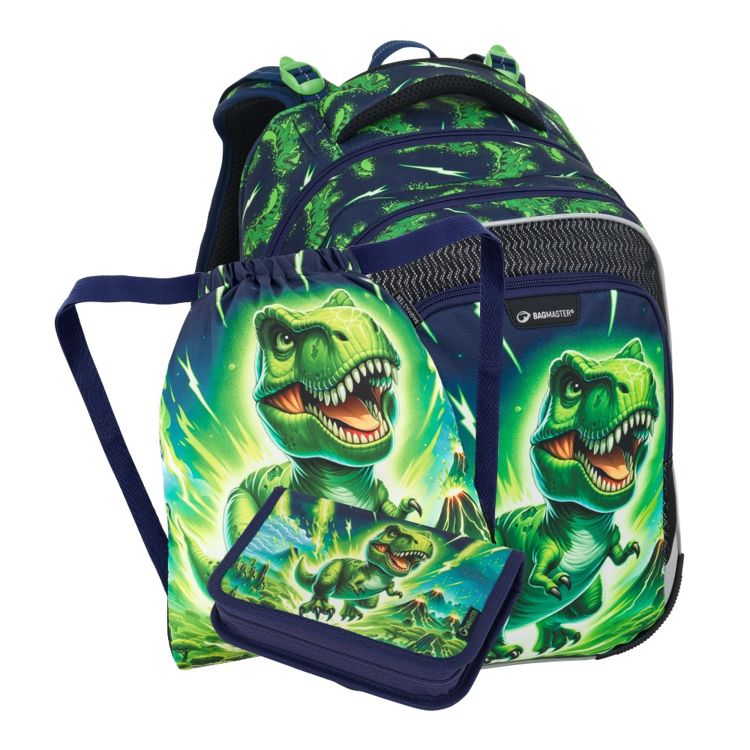 Kép Bagmaster LUMI 25 C kis iskolai szett első osztályosoknak - dinoszaurusz zöld 18 l
