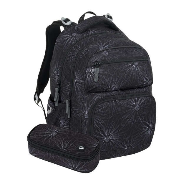 Kép Bagmaster ZIPSTER 25 A diák szett - fekete fehér virágokkal