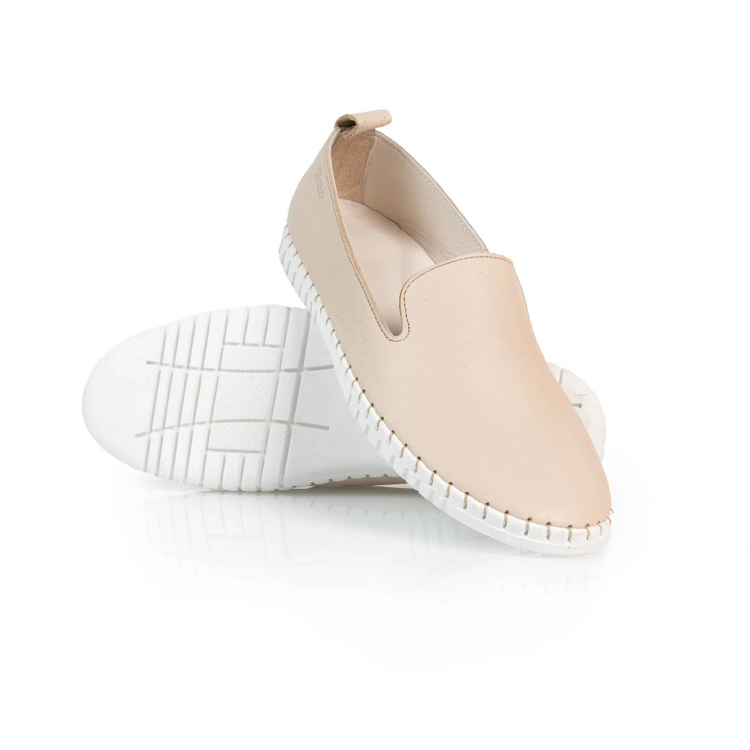 Kép Batz Elmira Bézs női bőr papucs