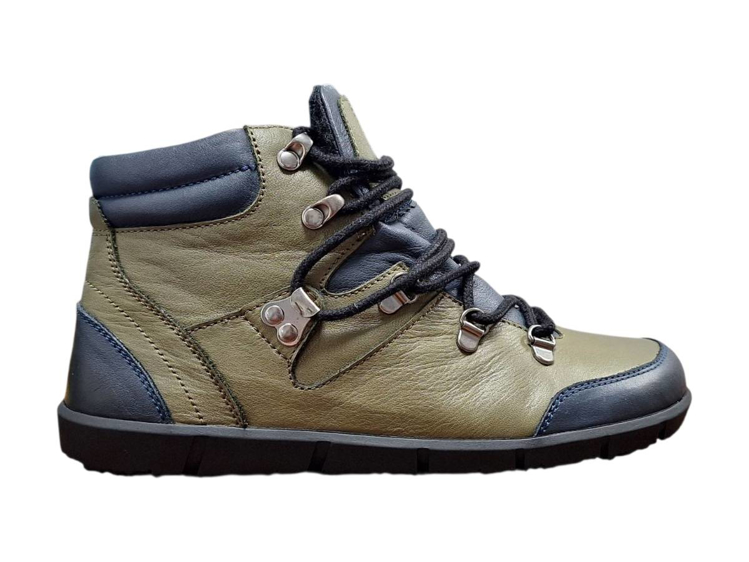 Kép Wild 017-26017 Női teljes bőrből készült mezítlábas bokacsizma khaki színben