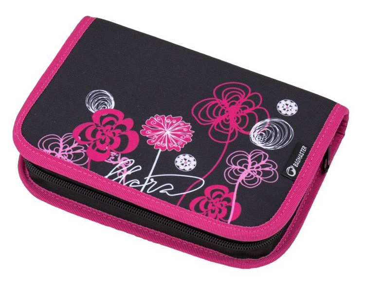 Kép Bagmaster LIM 8 A iskolai tolltartó - rózsaszín virágok