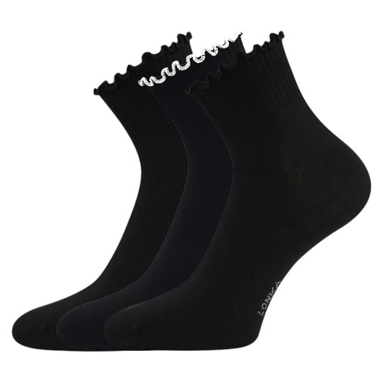 Kép LONKA Női SOPHIA zokni dekoratív szegéllyel MIX BLACK (3 pár)