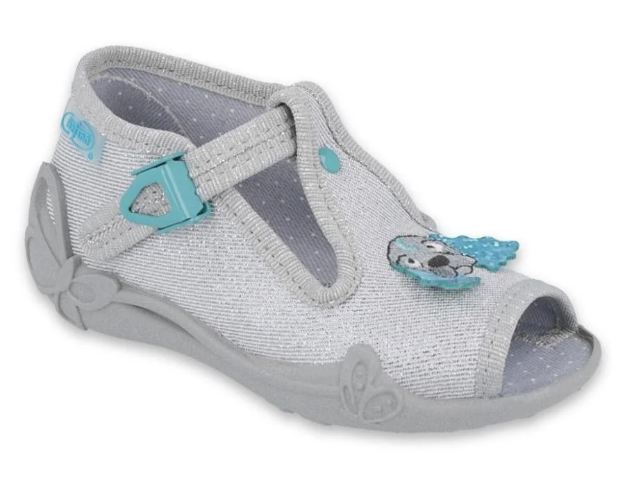 Kép BEFADO 213P121 lányoknak ezüst kutyás papucs