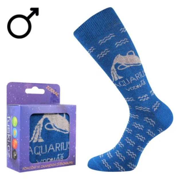 Kép BOMA Zokni ZODIAC csillagjeggyel, dobozban Vízöntő kék