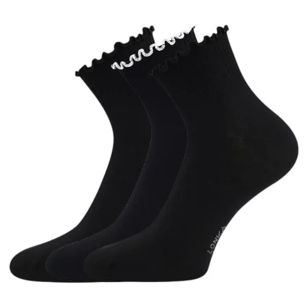 Kép LONKA Női SOPHIA zokni dekoratív szegéllyel MIX BLACK (3 pár)