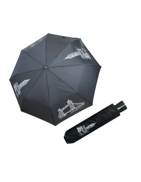 Kép DOPPLER Mini Fiber London - női összecsukható esernyő fekete színben