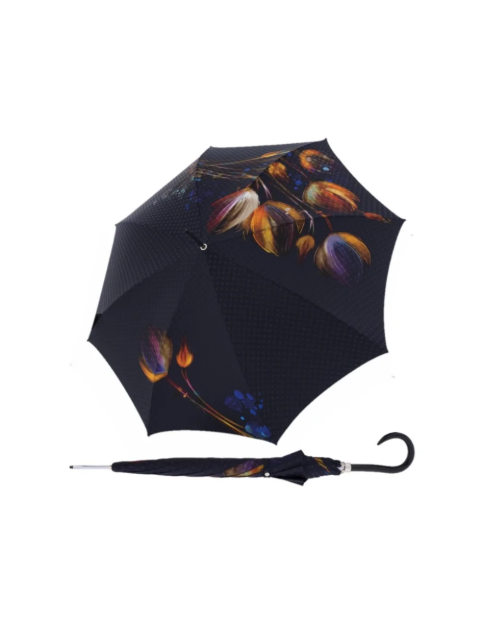 Kép DOPPLER MANUFAKTUR Elegance Boheme Viola - női luxus esernyő absztrakt virágmintás lila színben