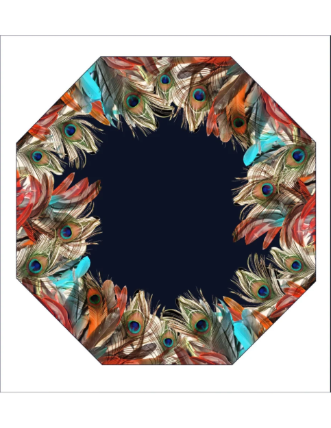 Kép DOPPLER MANUFAKTUR Elegance Boheme Peacock - női luxus esernyő pávatoll nyomatokkal