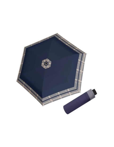 Kép DOPPLER Fiber Havanna Timeless Blue Hahnentritt - női összecsukható esernyő bézs színben