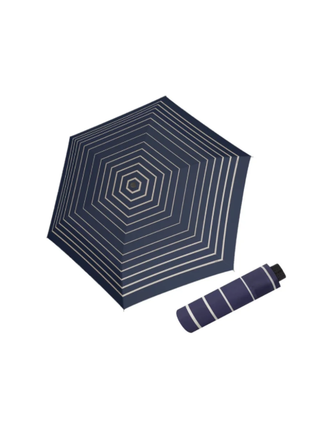 Kép DOPPLER Fiber Havanna időtlen kék csíkos - női összecsukható esernyő bézs színben