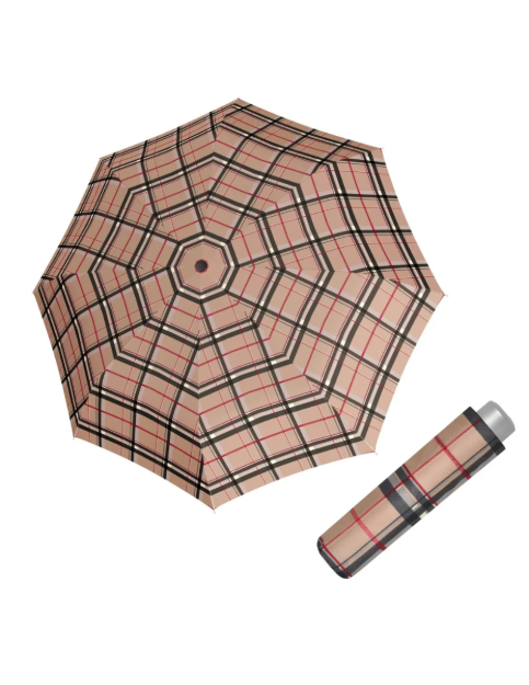 Kép DOPPLER Mini Light Check - férfi összecsukható esernyő barna színben