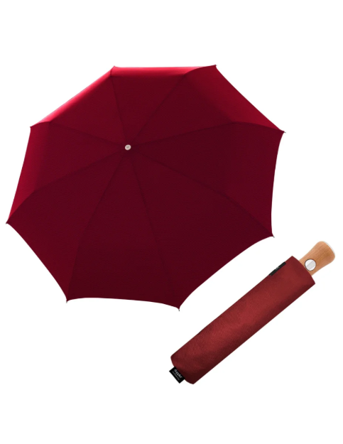 Kép DOPPLER MANUFAKTUR Bellino Nickel matt Oxford - teljesen automata luxus esernyő piros színben