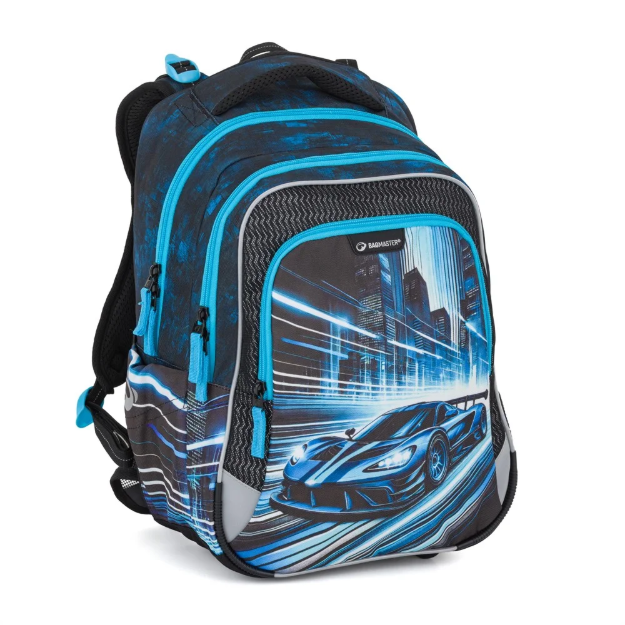 Kép Bagmaster LUMI 26 C školní batoh – auto Modrá 23 l