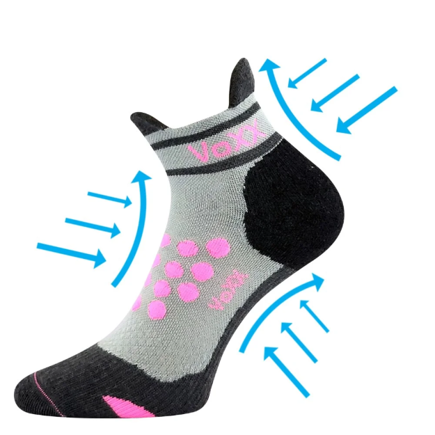 Kép VOXX Ponožky kompresní sportovní SPRINTER nízké s ionty stříbra SVĚTLE ŠEDÉ S RŮŽOVOU