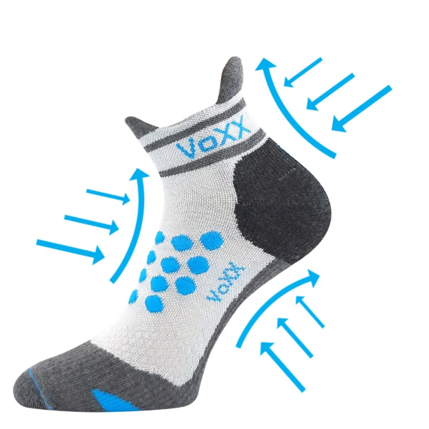 Kép VOXX Ponožky kompresní sportovní SPRINTER nízké s ionty stříbra SVĚTLE ŠEDÉ S TMAVĚ TYRKYSOVOU