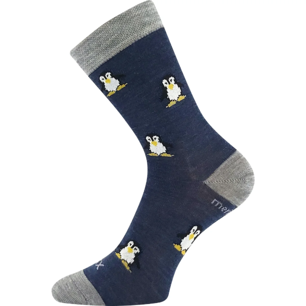 Kép VOXX Ponožky dětské slabé z merino PENGUINIK s ionty stříbra JEANS