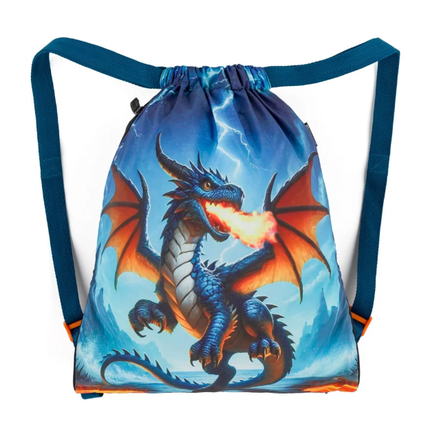 Kép Bagmaster SÁČEK LUMI 26 D školní na přezůvky / tělocvik – drak Modrá 1,5 l