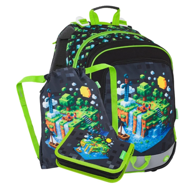 Kép Bagmaster ALFA 26 B malý školní set pro prvňáčky – kostičkový svět Vícebarevná 23 l