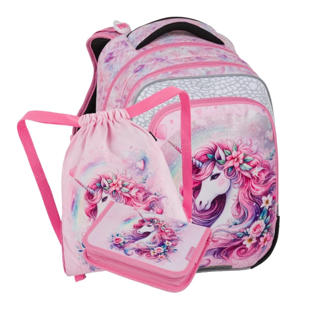 Kép Bagmaster BETA 26 B malý školní set pro prvňáčky – jednorožec Růžová 23 l