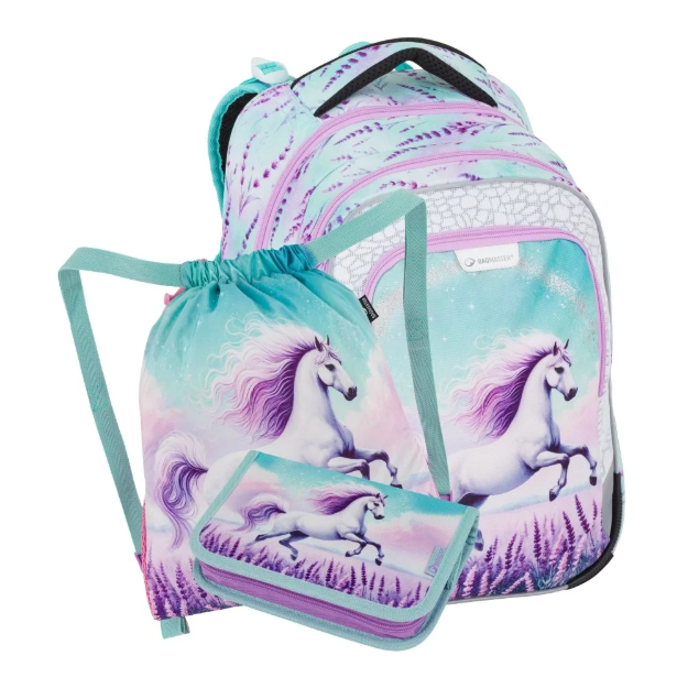 Kép Bagmaster LUMI 26 B malý školní set pro prvňáčky – kůň Modrá 23 l