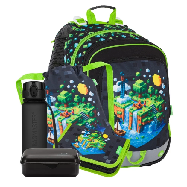 Kép Bagmaster ALFA 26 B velký školní set pro prvňáčky – kostičkový svět Vícebarevná 23 l